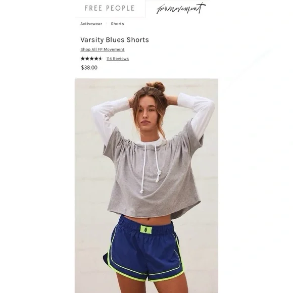 FREE PEOPLE Varsity Blues Nylon Track Shorts MEDIUM Sapphire Skies NWT - Picture 5 of 5